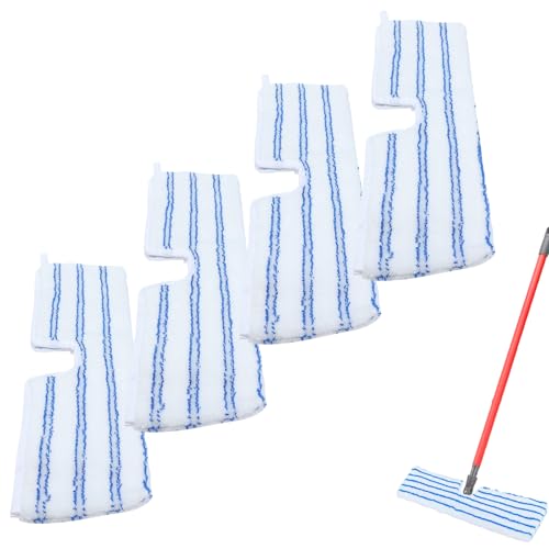 4 Pack Microfiber Mop Pads for O Cedar Mop Replace Head, Flip Mop Refills Compatible with O-Cedar Hardwood Floor 'N More, Reusable & Washable Mop Covers for Dry/Wet Use - color: 4pcs Blue & White Stripe