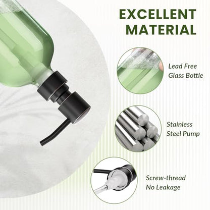 AmazerBath Glass Soap Dispenser, 2-Pack Clear Glass Soap Dispenser with Pump Bronze Rustproof, 17 Oz Bathroom Hand Soap Dispenser Bottle for Liquid Lotion, Kitchen Dish Soap Dispenser - color: Oil-rubbed Bronze