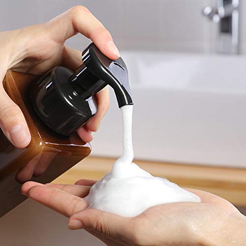 UUJOLY Foaming Soap Dispenser, 450ml (15oz) Refillable Pump Bottle Plastic for Liquid Soap, Shampoo, Body Wash (2 Pcs) (Amber) - color: Amber, size: 15 oz (2 Pack)