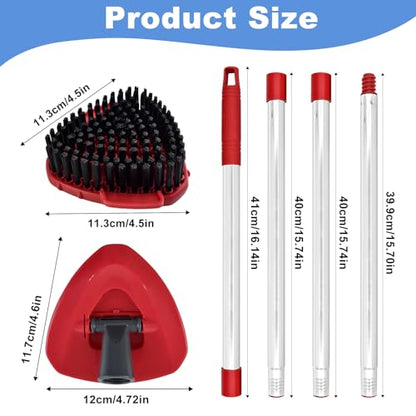 Mop Handle for O Cedar RinseClean 2 Tank System, Scrub Brush and Spin Mop Base Compatible with O-Cedar, 4-Section Spin Mop Handles and Base for RinseClean Spin Mops - color: 1brush Set
