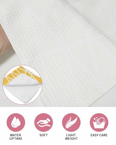 Modern Yellow, Hand Towels Set, Waffle Weave Kitchen Towels 4 Pieces, Microfiber Hair Face Bath Tea Towel Absorbent Quick Drying Cleaning Dish Cloths, White Minimalist Geometric Stripes 15.7"x23.6" - size: 4PCS,15.7"x23.6"