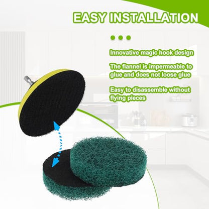 16pcs Kitchen Pads Power Scrubber Pads Set Electric Scrubber Replacement Scouring Pads fit for Dremel Versa Scouring Pads,Green - size: Green