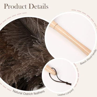 Ostrich Duster Fluffy Natural Feather Dusters with Wooden Handle Cleaning Supplies for Home Office Car (8, 16inch) - color: Natural-c-8pcs