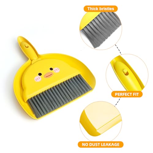 Small Broom and Dustpan Set,1pc Dust Pan and Brush Set,Cute Little Yellow Hand Mini Broom and Dustpan Set,Small dust pan Mini for Tabletop Debris,Keyboards&Clean Pet Cages Guinea Pig Cage(Chick) - style: Chick