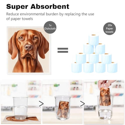 5 Pcs Cute Doggy Swedish Dishcloths, Bichon Frize & Vizsla Swedish Dishcloth, Bernese Mountain Dog Dish Cloths for Drying Dishes, Reusable Cleaning Cloths, Dog Lover Gifts for Women - color: Lm 03425