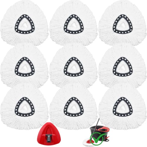 9+1 Pack Spin Mop Replacement Head for Ocedar, 100% Microfiber Mop Heads Replacements Compatible with Ocedar Easywring 1-Tank System, 360 Degree Spin Mop Refill for Easy House Cleaning Floor Mopping