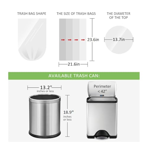 6 Gallon (fit 5.5-6 Gal) Small Strong Trash Bags by RayPard, 72 Counts Garbage Bags 25 Liter Waste Bin Liners for Home Office Kitchen Bathroom Bedroom, 6 Gallon Bucket Liner, Clear - style: 72-6 Gallon-Clear