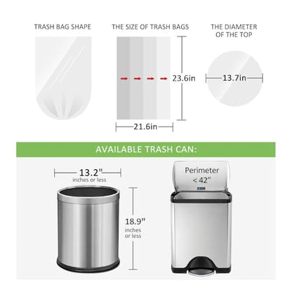 6 Gallon (fit 5.5-6 Gal) Small Strong Trash Bags by RayPard, 72 Counts Garbage Bags 25 Liter Waste Bin Liners for Home Office Kitchen Bathroom Bedroom, 6 Gallon Bucket Liner, Clear - style: 72-6 Gallon-Clear
