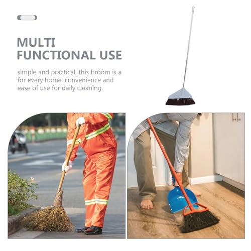 VILLCASE Heavy-Duty Commercial Broom with Long Handle for Indoor Outdoor Use Soft Bristle Patio Sweeping Tool for Courtyard Garage Kitchen Office and Market Cleaning