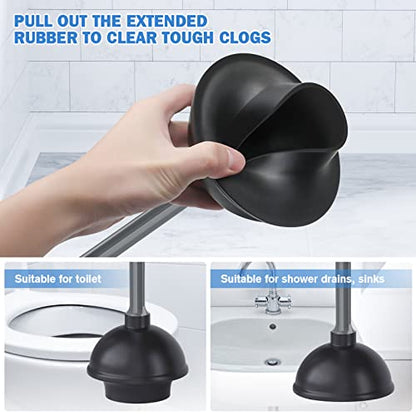Toilet Plunger and Brush, Bowl Brush and Heavy Duty Toilet Plunger Set with Ventilated Holder, 2-in-1 Bathroom Cleaning Combo with Modern Caddy Stand for 5.7-inch Toilet Drain(Grey, 2 Set) - color: Gray