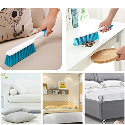 Soft Bristle Bed Sheets Sweeping Cleaning Brush with Long Hand, Counter Duster for Debris Hair Remover Desk Quilt Sofa Furniture, 3 Pack