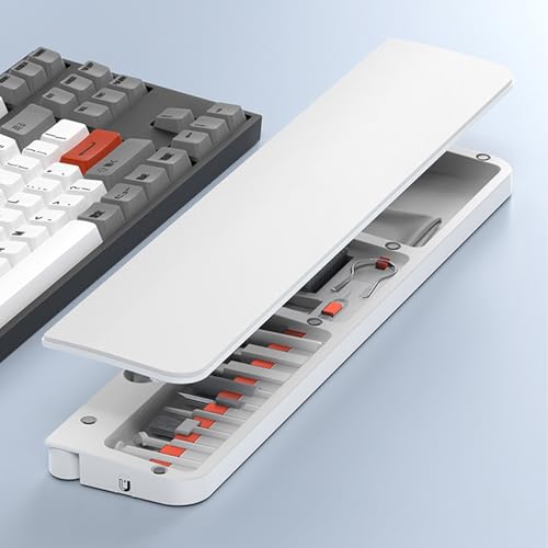 Ergonomic Keyboard Wrist Rest Pad with 22 in 1 Electronics Cleaning Kit | Keyboard Wrist Support with Cleaning Kit for Typing, Gaming & Cleaning Phone Earbuds Computer Keyboard Earbuds, Lens - color: White