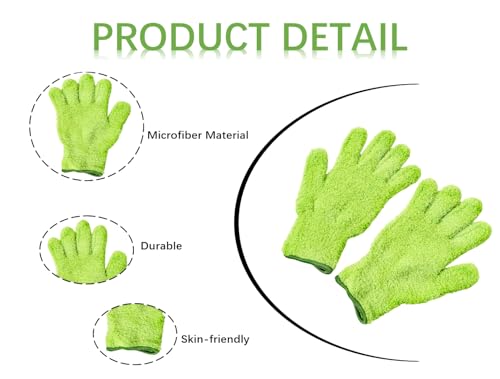 Microfiber Gloves for Plant Dusting, Dusting Gloves for Plants, Gentle Leaf Shine, Comes with 2 Removable Sleeves and 1 Cleaning Brush (5pcs)