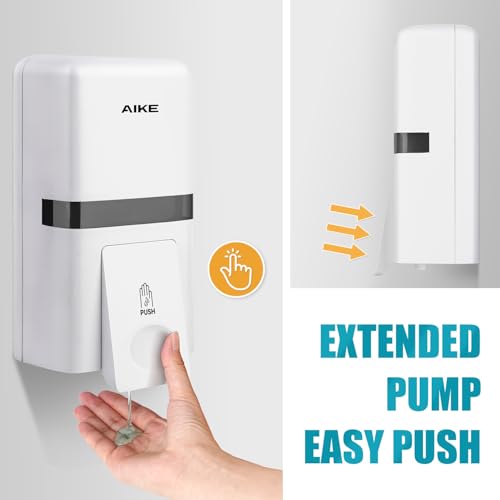 AIKE Wall Mount Liquid Soap Dispenser, 27oz Large Capacity with Extended Pump for Commercial Bathrooms,AK1008(White) - color: White