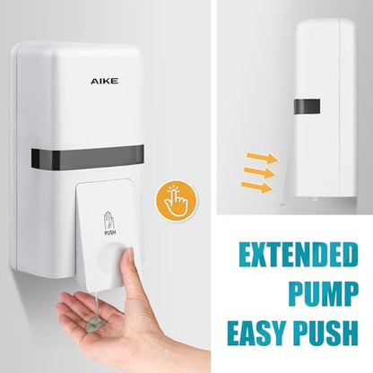 AIKE Wall Mount Liquid Soap Dispenser, 27oz Large Capacity with Extended Pump for Commercial Bathrooms,AK1008(White) - color: White