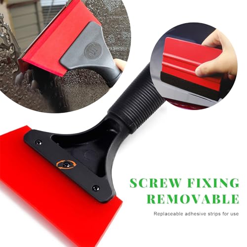 Yourkar 2 PCS Window Tint Kit Tools, Professional Vinyl Wrap Kit with Plastic Squeegee & Felt Squeegee, Universal Privacy Film Installation Tint Tools for Vehicle Glass Home (Red) - color: Red