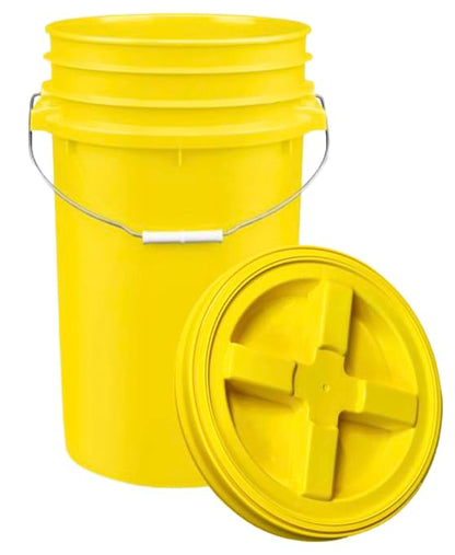 House Naturals Plastic Food Grade Made in USA Bucket with lid, Large 7 Gallon Container Comes with Screw On Lid (1, Yellow with Yellow lid) - color: Yellow With Yellow Lid