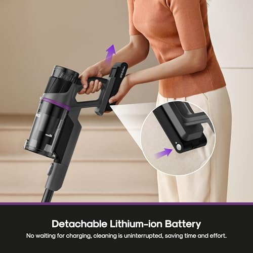 Eureka Cordless Stick Vacuum Cleaner ReactiSense 440, 60-Min Runtime, Anti-Tangle Brushroll, Intelligent Sensing Technology, Ideal for Pet Hair, HardFloors & Carpets - size: NEC440BK