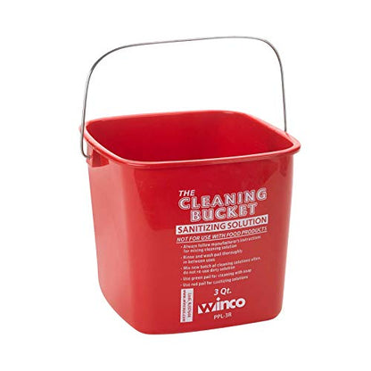 Winco 3qt Cleaning Bucket, Red Sanitizing Solution - color: Red, size: 3 Quart