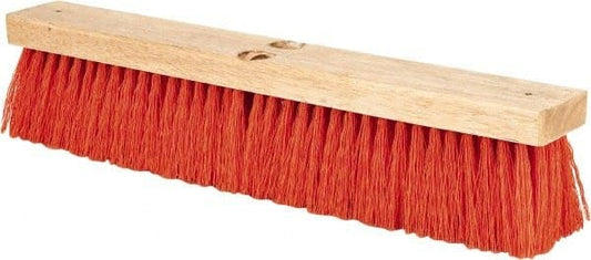 PRO SOURCE Heavy Duty Orange Bristle Pushbroom Head with Threaded Block: 18" Wide - size: 18 inch