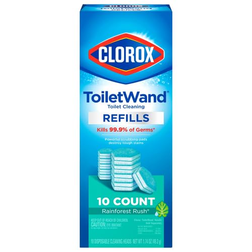 CLOROX ToiletWand Toilet Cleaner Refills, Toilet brush, Rainforest Rush, 10 Count (Pack of 6) - size: 10 Count (Pack of 6)