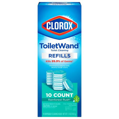 CLOROX ToiletWand Toilet Cleaner Refills, Toilet brush, Rainforest Rush, 10 Count (Pack of 6) - size: 10 Count (Pack of 6)