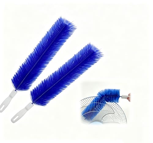 2026 Flexible Microfiber Fan Duster, Bendable Crevice Brush for AC Vent, Car, Curtain, Cobweb, Washable Reusable（Blue 2 Pcs） - color: Blue 2 Pcs