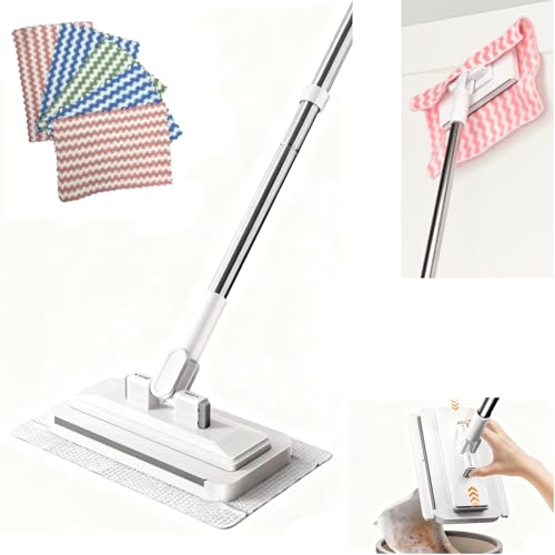 Press Grip Mini Clip Mop with 39' Handle — Zero-Touch Gap Cleaner & Locking Head, Includes 5 Reusable Cloths for Multi-Surface Cleaning (39 in mini dust mop) - size: 39 in mini dust mop
