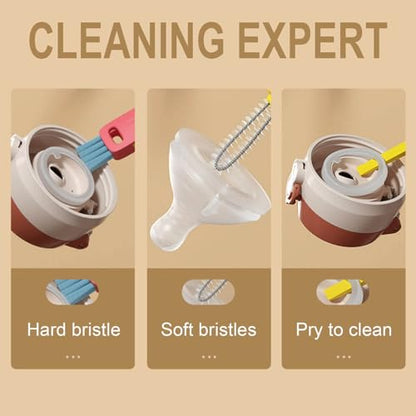 3 in 1 Cup Lid Cleaning Brush, 2024 Upgrade Crevice Cleaning Brush Set for Baby Bottle Gap Tight Spaces Cup, 3 in 1 Multifunctional Cleaning Brush Portable Cup Lid Cleaner with Brush (A2) - color: A2