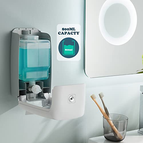 interhasa! Soap Dispenser Wall Mount Refillable 28oz Hand Sanitizer Dispenser Commercial Hand Soap Dispenser for Bathroom Support Liquid Gel Soap - color: White