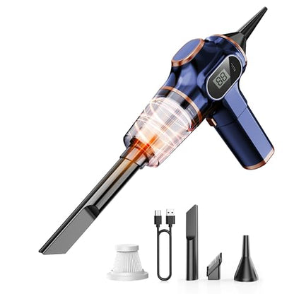 Portable Car Vacuum Cordless Mini Handheld Vacuums Cleaner Rechargeable with LCD Display and Multi-Nozzles, High Power Hand held Cleaners for Car, Home, Office, Sofa, Pet Hair,Keyboard