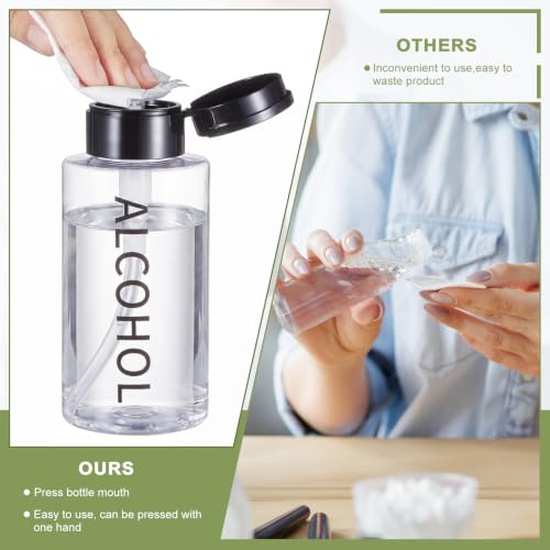 Layhit 3 Pcs 10 oz Alcohol Pump Dispenser Bottles Alcohol Push Down Liquid Dispenser Empty Pumping Bottle Refillable Cosmetic Container for Personal, Salon, Nail Care (Black Cap + Clear Bottle) - color: Black Cap + Clear Bottle