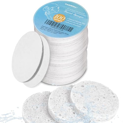 GAINWELL 100PCS Compressed Facial Sponges, Cleansing, for Personal Spa Esthetician Use, White - color: White, size: 1 Count (Pack of 100)
