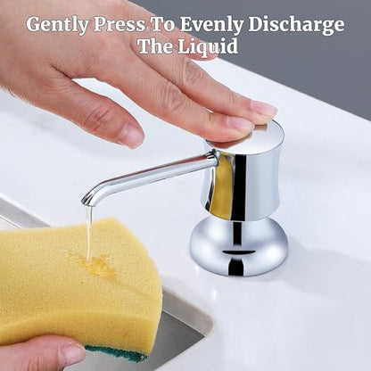 Sink Soap Dispenser for Kitchen Sink Chrome Upgrade with 40" Silicone Kitchen Soap Extension Hose, Connect to Your Soap Bottle Directly - color: Chrome, size: with Tube Kit