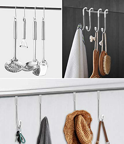 Shower Door Hooks, Cabinet Hooks, Shower Squeegee Hooks, Towel Hooks for Bathroom Frameless Glass Shower Door (Maximum 0.78 Inch Thick). (4 Pack, Silver) - color: Silver