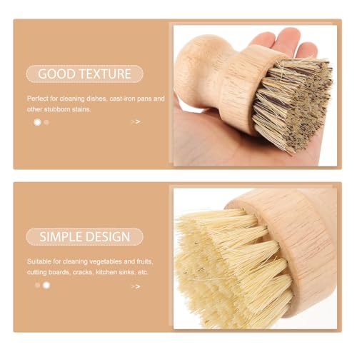 NOLITOY 2pcs Palm Scrub Brush Set with Natural Palm and Sisal Bristles, Multipurpose Kitchen Pot and Pan Scrubber for Household Dish Cleaning