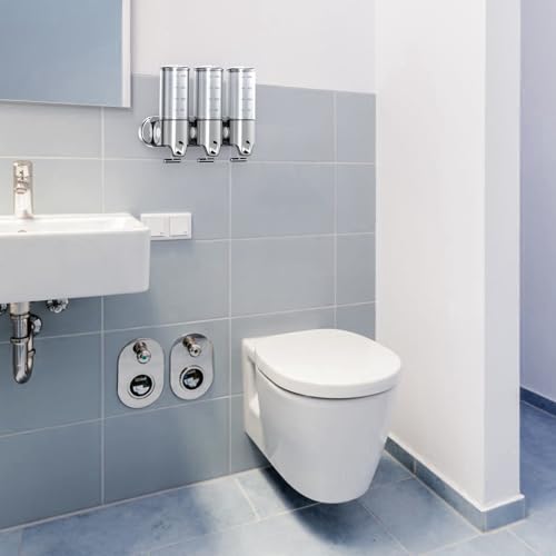 3 in 1 Chamber Wall Mounted BathroomShower Pump Dispenser,Dispensers for The Shower,Shampoo and Conditioner Dispenser,Shower Dispenser 3 Chamber no Drill - color: 17.6 Oz Triple Colourless