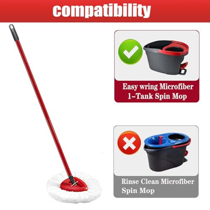 Spin Mop Replacement Head for OCeda EasyWring Microfiber Spin Mops, 2 Microfiber Mop Refills 4-Section 30-to-58 inch Mop Replacement Stick and 1 Base Combo Set (White(1 Tank System) - size: 1 Handle+1 Base+2 Refills