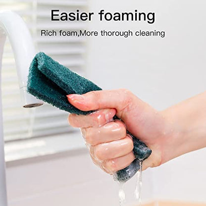 Heavy Duty Scour Pads Sponge Dish Scrubber Non-Scratch Green Reusable Household Scrub Pads for Kitchen and Dish Cleaning Tool (24Pcs) - style: 24Pcs