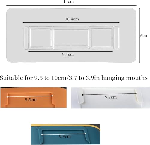 6 PCS Adhesive Toothbrush Holders Wall Mounted Sticky Pads, Rectangular Shower Caddy Adhesive Replacement ,Strongly Waterproof Traceless Adhesive Hooks, No Drilling for 3.7 to 3.9 In Hanging Mouths