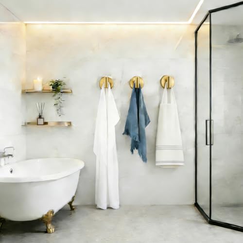 4 Pack Suction Cup Hooks Strong Towel Shower Storage Gold Wall Twist Tight Suction Hooks for Wash Wreath Hanger Loofah - color: Gold