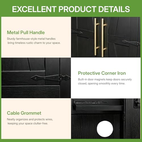 NORTHSKY 55" Wooden Broom Closet, Tall Storage Cabinet for Vacuum Cleaner&Mops, Compatible with Dyson, Utility Cabinet w/4 Shelves&Hanging Rod, Freestanding Organizer for Laundry,Garage,Home,Office
