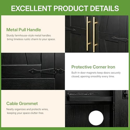 NORTHSKY 55" Wooden Broom Closet, Tall Storage Cabinet for Vacuum Cleaner&Mops, Compatible with Dyson, Utility Cabinet w/4 Shelves&Hanging Rod, Freestanding Organizer for Laundry,Garage,Home,Office