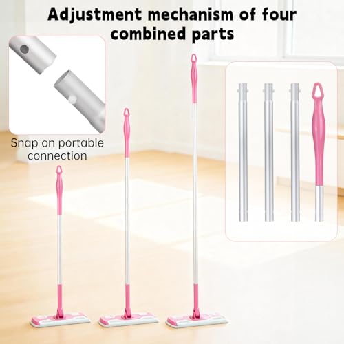 Mop Handle Compatible with Swiffer, Detachable Pink Extra Long Mop Handle for Swiffer