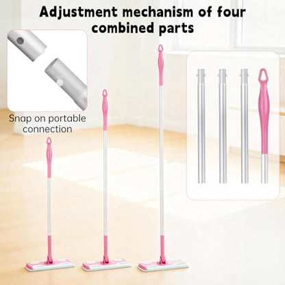 Mop Handle Compatible with Swiffer, Detachable Pink Extra Long Mop Handle for Swiffer