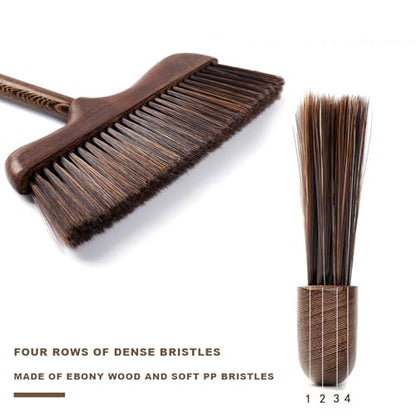 Wood Angle Broom – 44.8” Wooden Handle Compact Brooms for Indoor Kitchen – Soft PP Bristles, Durable Sweeping Broom