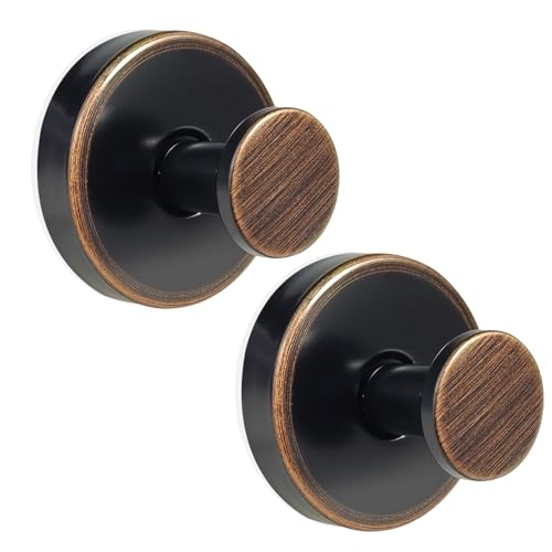 ZESLMG Suction Cup Hooks for Shower, Bronze Wreath Hangers for Front Door Glass Window Bathroom Kitchen Wall, Removable Towel Holder Bath Robe Loofah Coat Hooks No Damage for Hanging, 2 Pack - color: Brushed Bronze