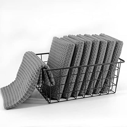 POLYTE Ultra Premium Microfiber Kitchen Dish Hand Towel Waffle Weave, 8 Pack (16x28 in, Gray) - color: Gray, size: 16x28 in