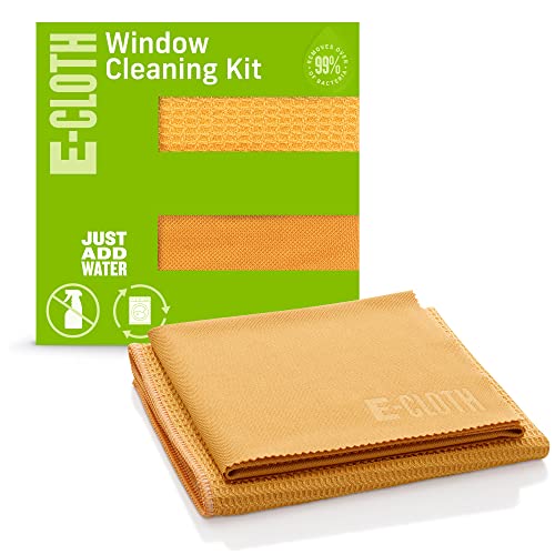 E-Cloth Microfiber Window Cleaning Cloth Kit - Glass Cleaning Cloth for Windows, Mirrors, Cars, Lenses, Eyeglasses, & More, Streak Free Clean, Machine Washable Reusable Towel - Tangerine Orange - color: Tangerine Orange, size: Retail Packaging