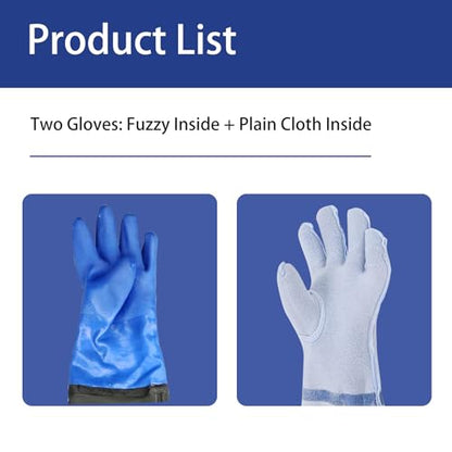 2Pair PVC Chemical Resistant Long Rubber Gloves Elbow Length,Heavy Duty Waterproof Gloves For Dishwashing Cleaning Chemical Pool Pond Acid Work, 25 Inches, Large-(Blue)
